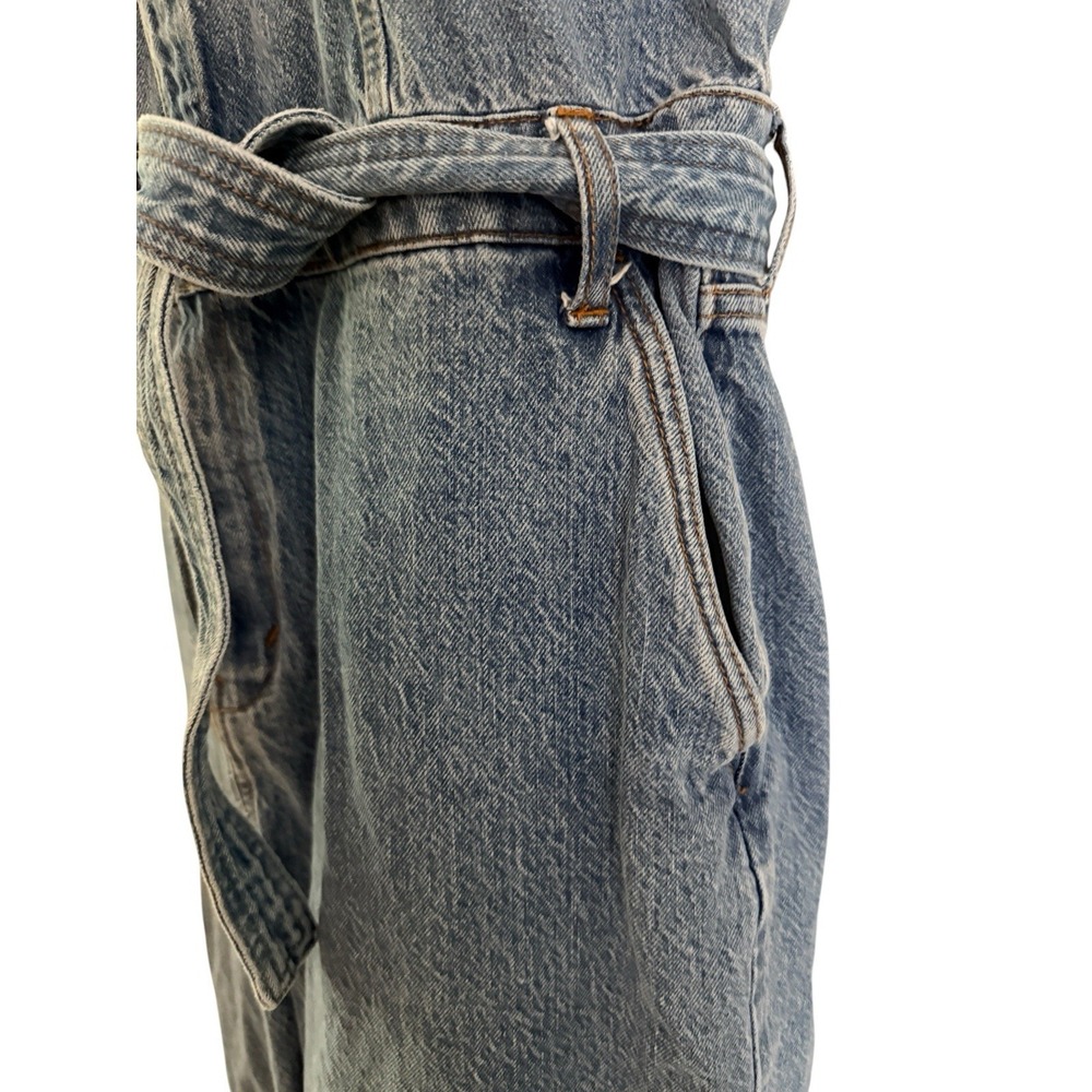 NWT Abercrombie & Fitch 90s Denim Jumpsuit L Relaxed Wide Leg Utility Coverall - Picture 4 of 10